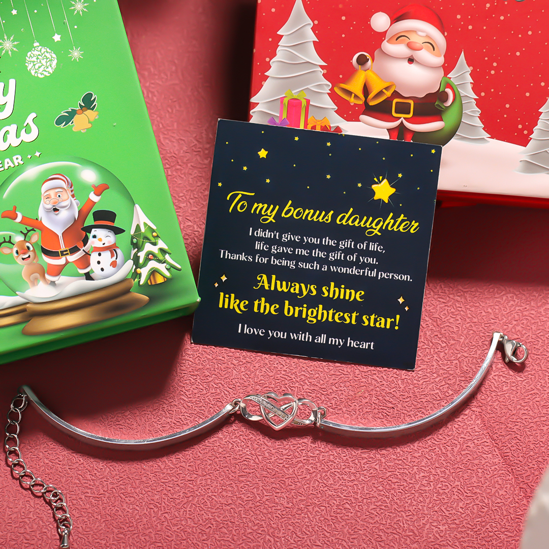 For Bonus Daughter - Infinity Heart Bracelet with Christmas Pack