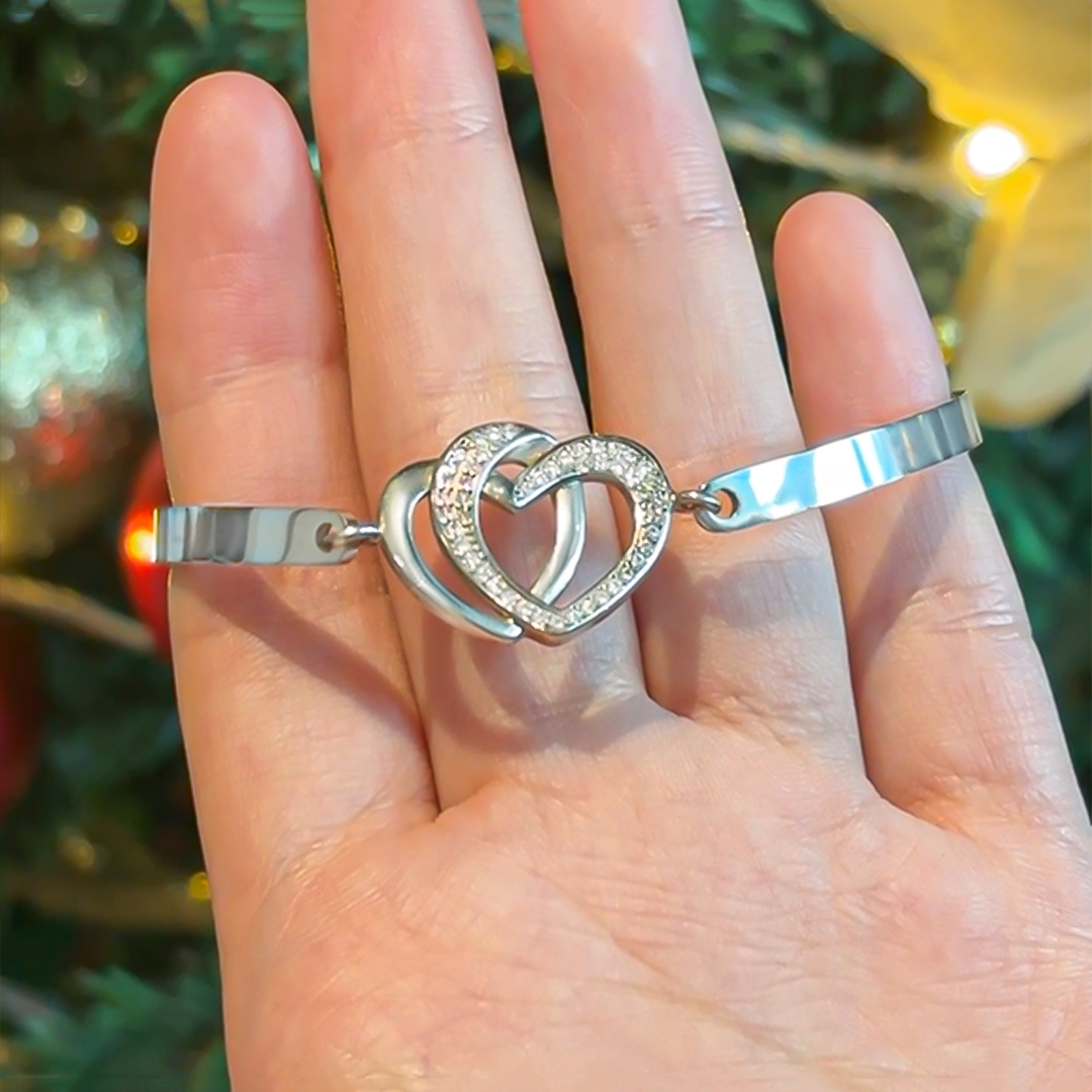 Mother & Daughter Forever Linked Together Double Heart Bracelet