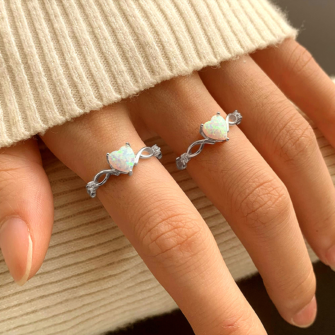 Heart Crossover Opal Ring