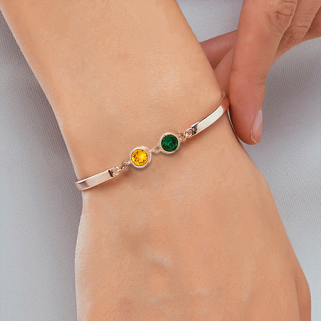 Mother And Daughter Forever Linked Together Two Custom Birthstones Bracelet