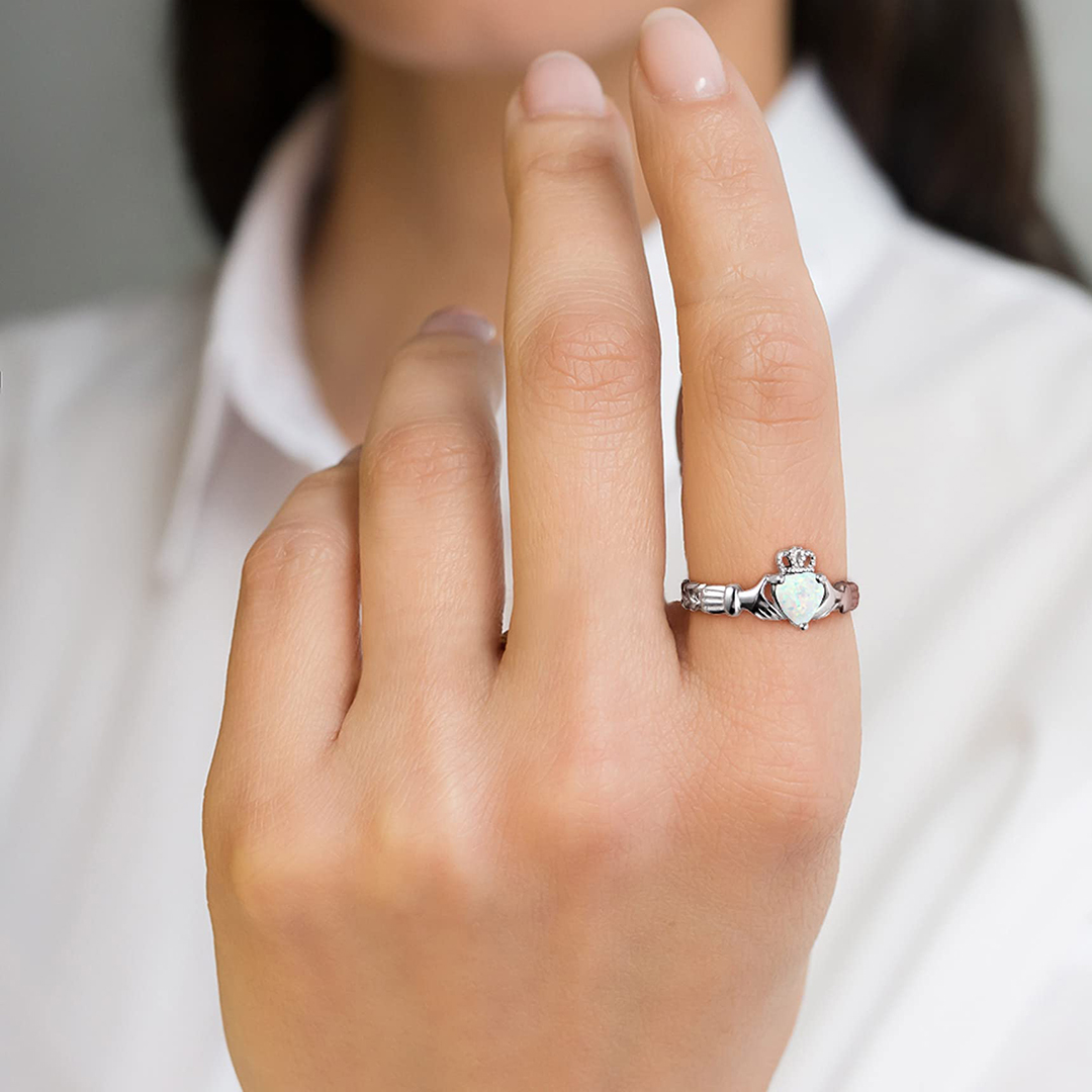 S925 Claddagh Opal Ring Ring
