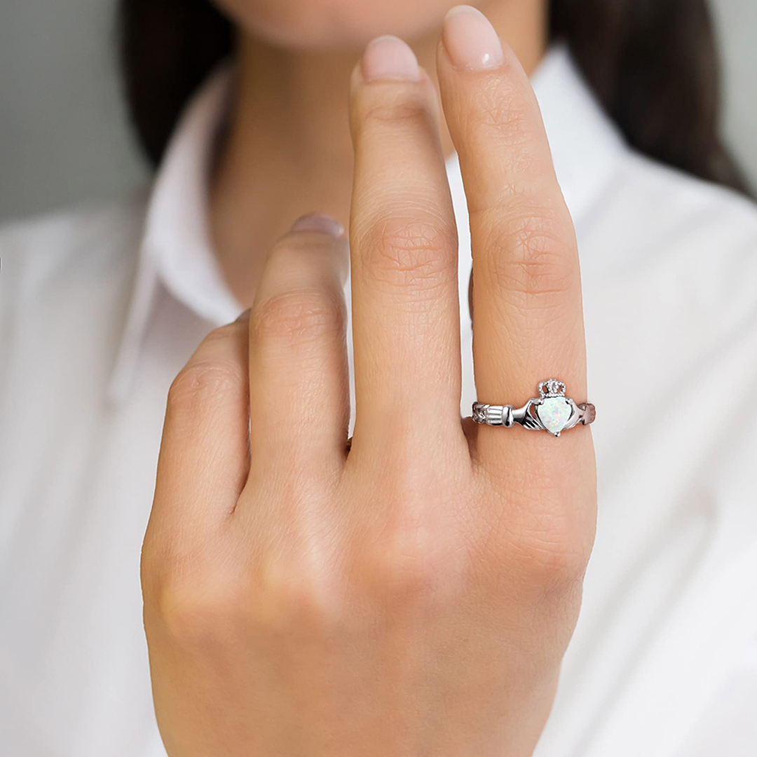 S925 Claddagh Opal Ring Ring