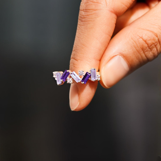 Broken Pieces Purple  Diamond Ring