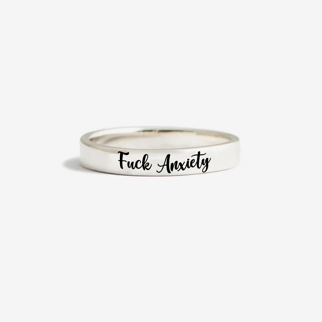 S925 Fuck Anxiety Circle Ring