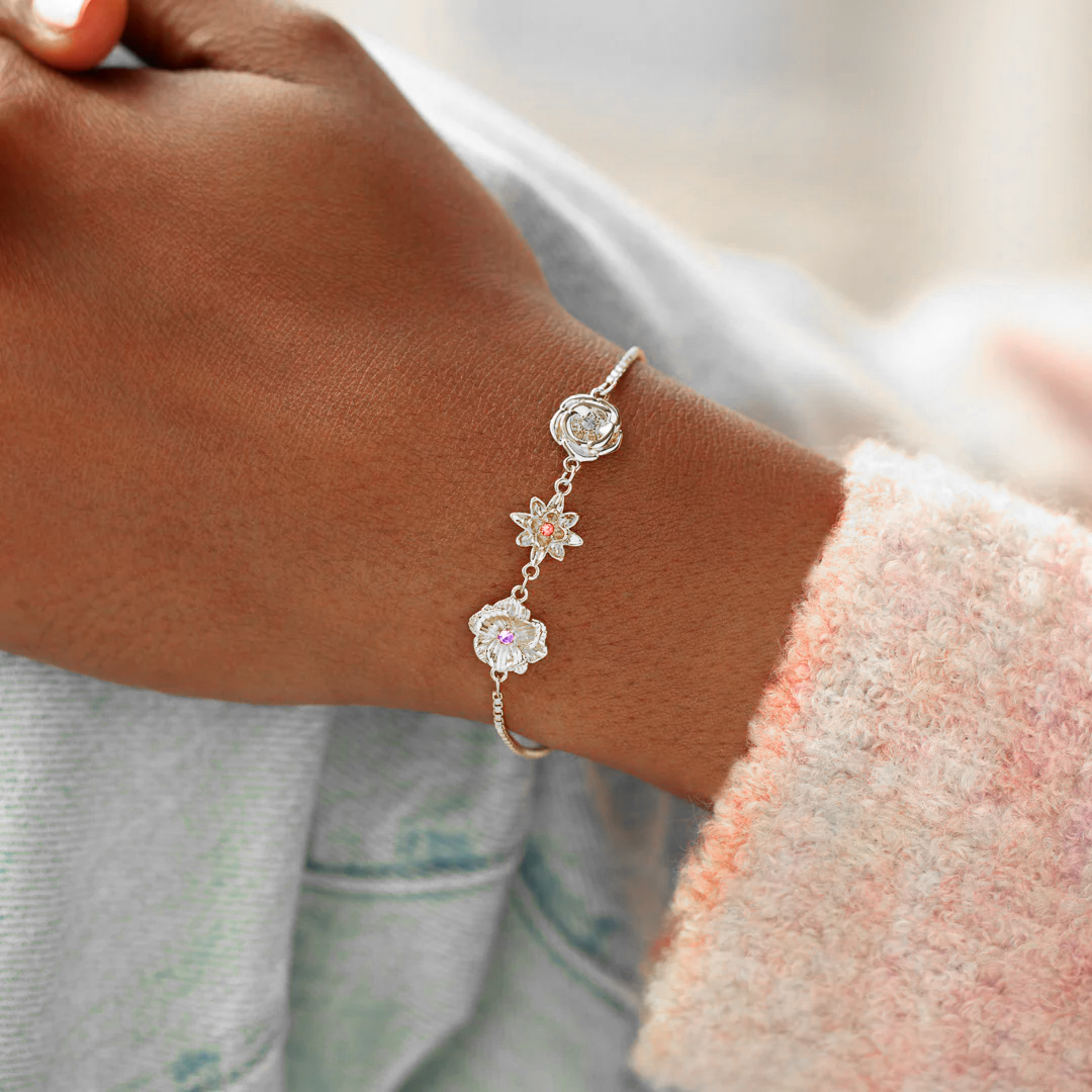 1-10 THREE-DIMENSIONAL BIRTH FLOWERS BRACELET