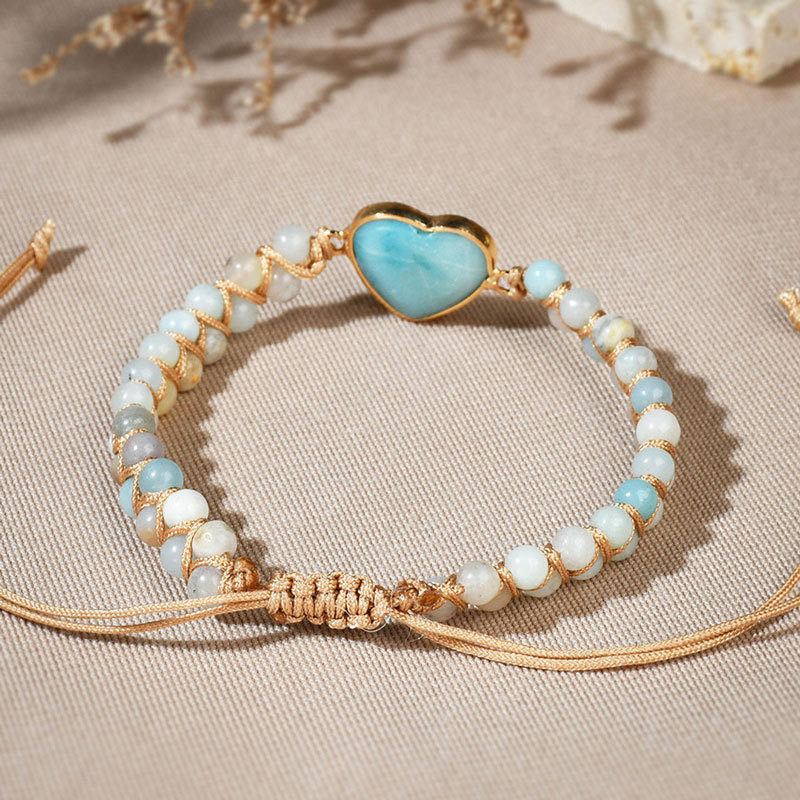 For Granddaughter - Love You Forever Blue Beads Heart Bracelet