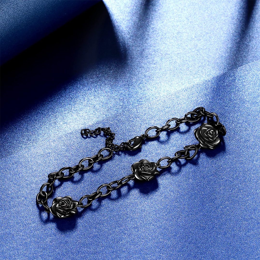 Black rose stands for survival Open Bracelet