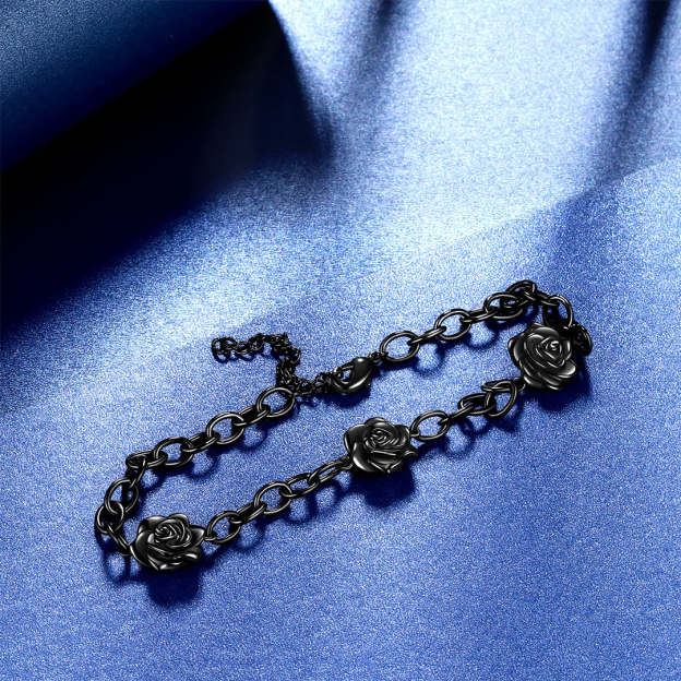 Black rose stands for survival Open Bracelet