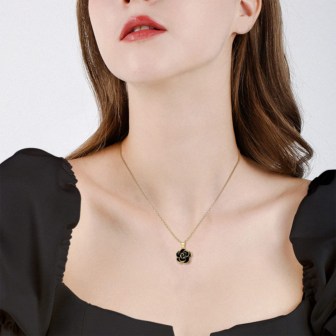Strong As Fuck Black Rose Elegant Necklace