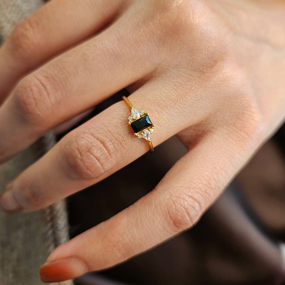 For Self - Love me until I am me again Black Square Diamond Ring