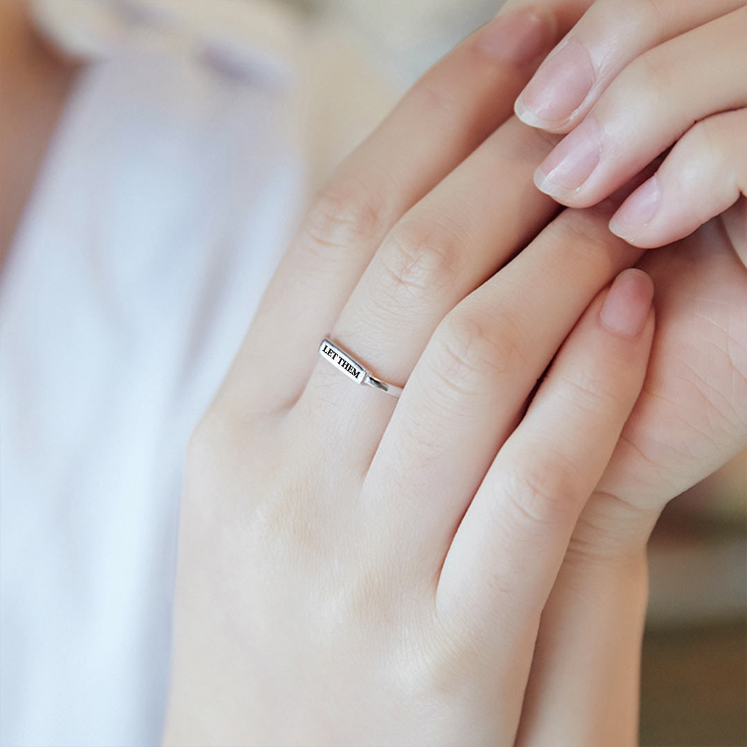 Let Them Silver Bar Open Ring