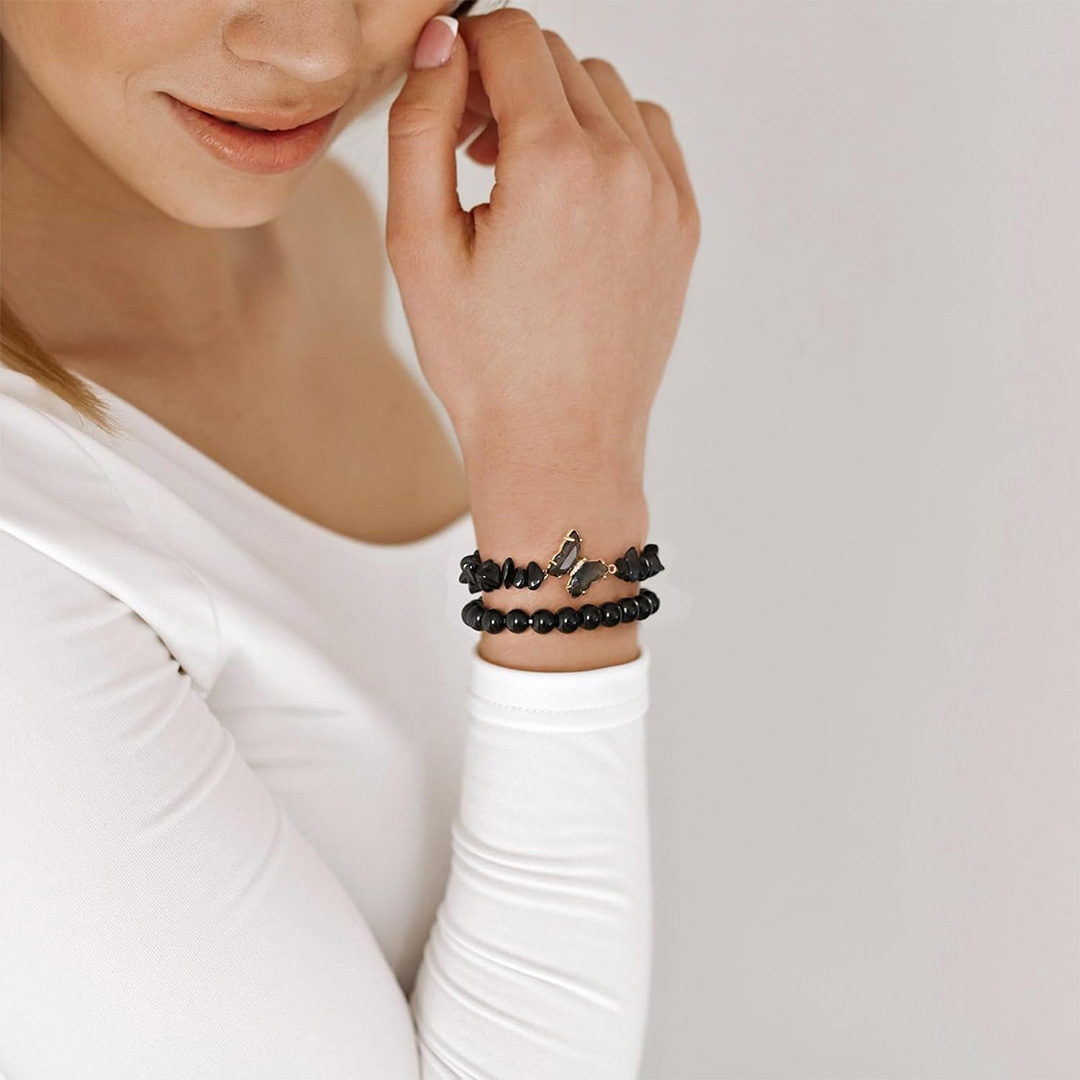 They Fly With Us Every Day Double-layer crystal butterfly bracelet