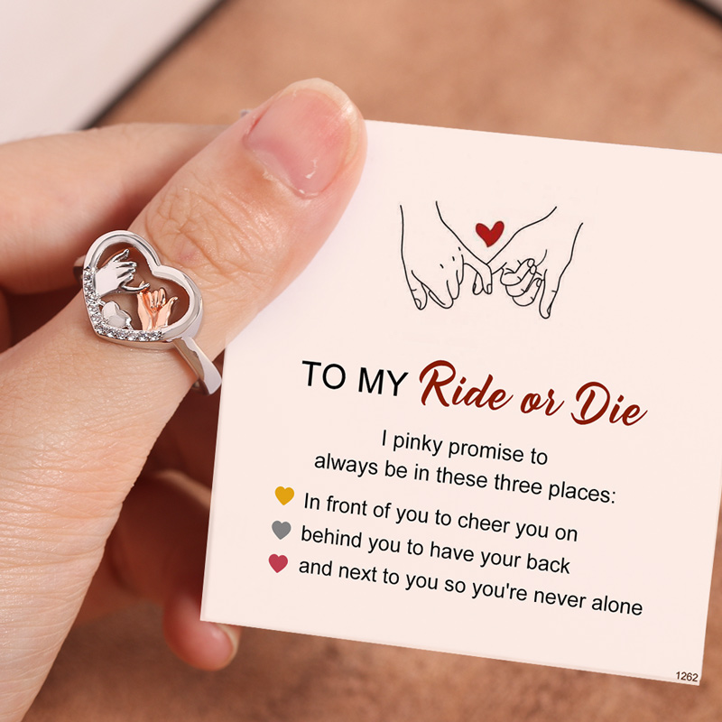 For Friend - S925 To My Ride Or Die Love Heart Hook Ring