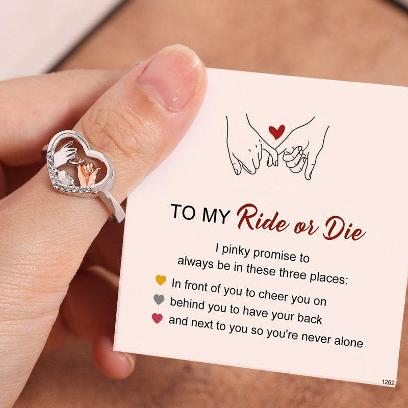 For Friend - S925 To My Ride Or Die Love Heart Hook Ring