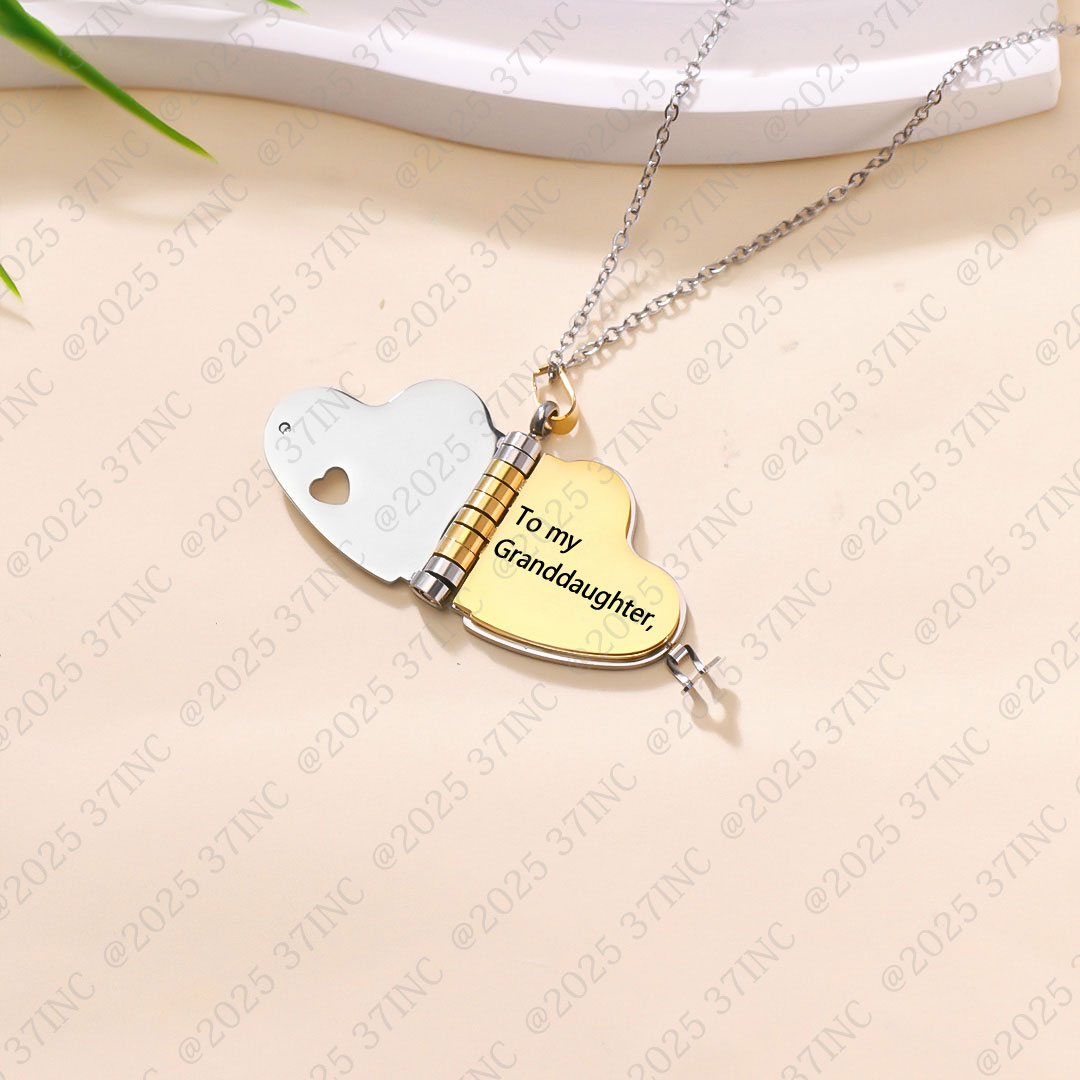 For Granddaughter - The Most Beautiful Chapter Heart Book Necklace