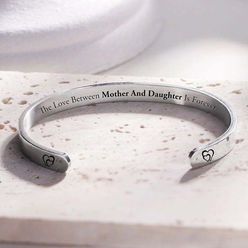 The Love Between Mother And Daughter Is Forever Double Heart Cuff Bracelet