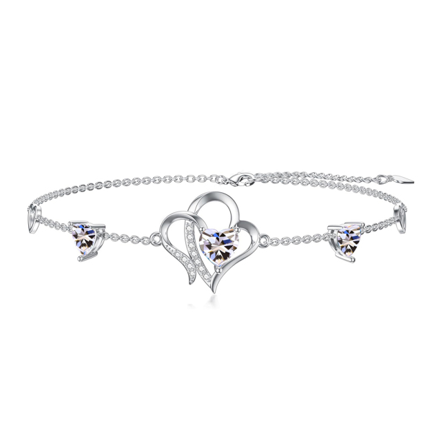 For Daughter-in-Law - S925 Birthstone Double Heart Bracelet