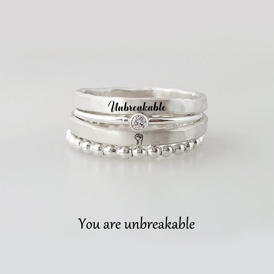 S925 Unbreakable Stacked Ring - 4 Rings Set