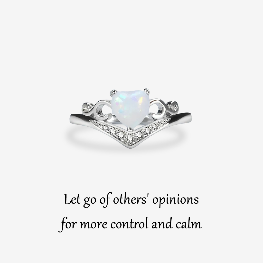 S925 Let Them Heart Crown Opal Ring