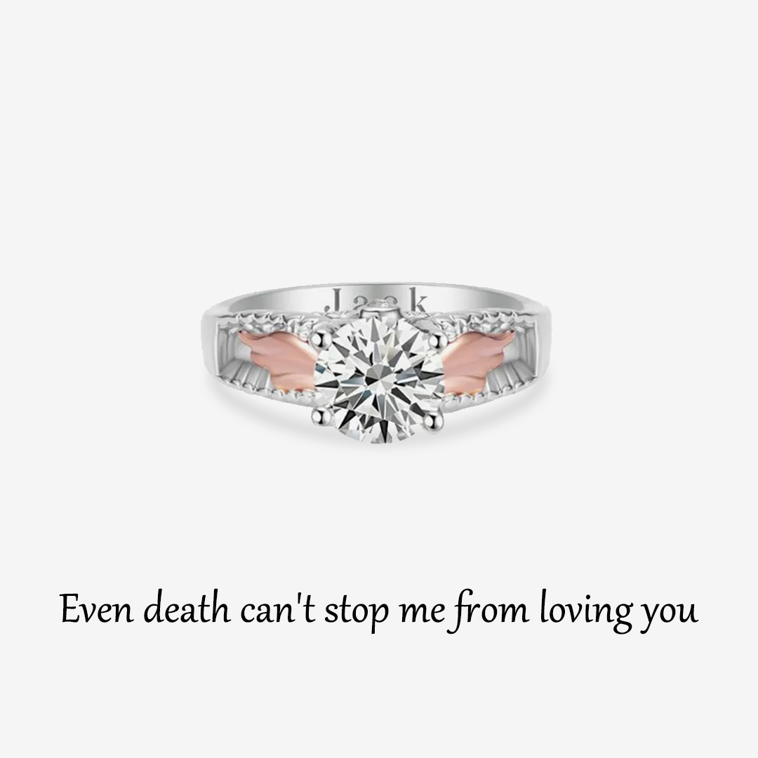 For Memorial - Even Death Can't Stop Me From Loving Him Wings Name Custom Ring