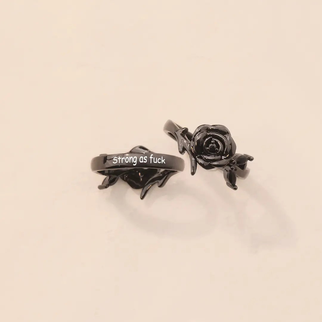  Strong as fuck Black Rose  Ring 