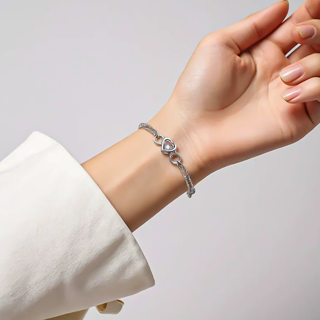 For Mother & Daughter-Heart Double Chain Bracelet