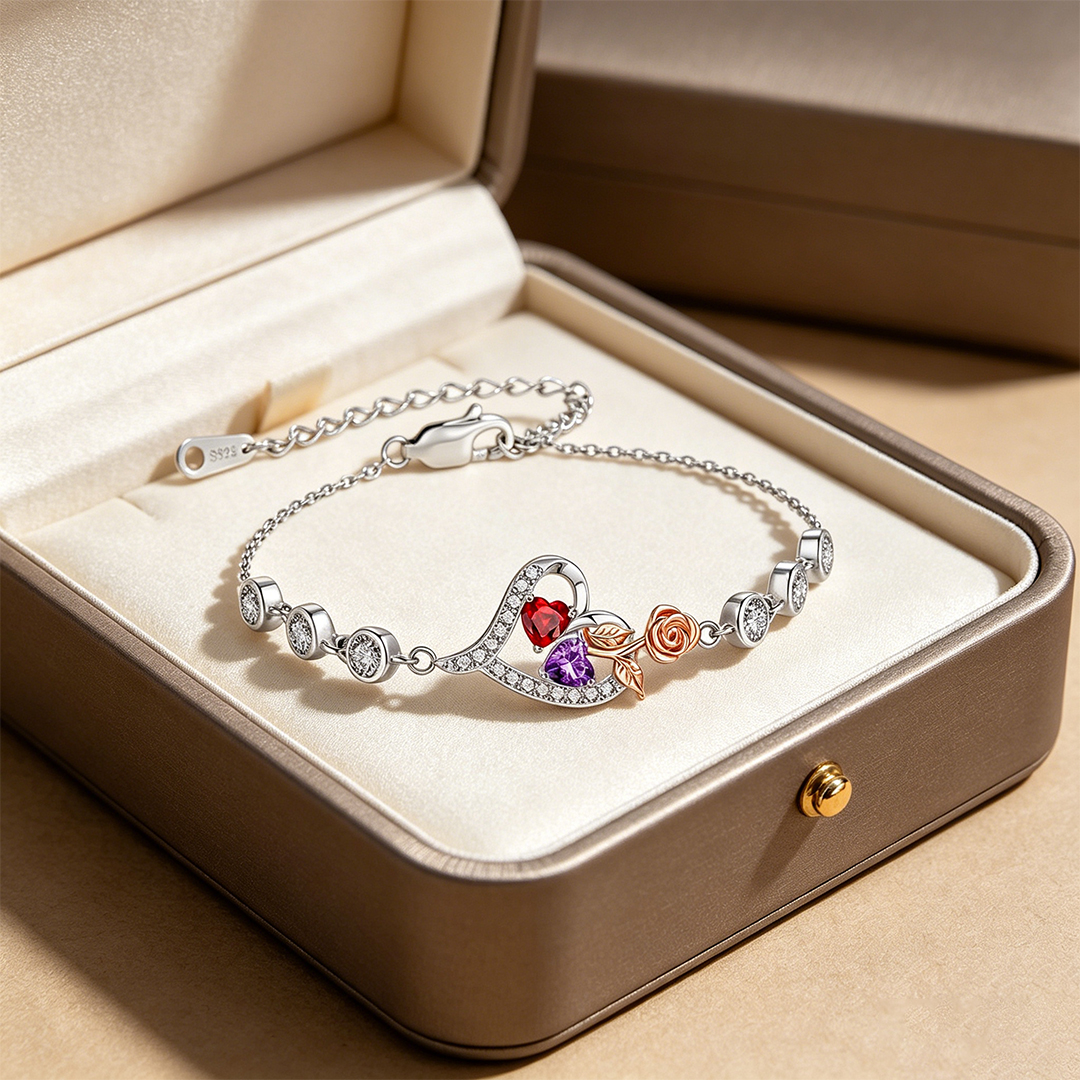 For mother -You are the most beautiful rose in my life Custom Birthstone Bracelet