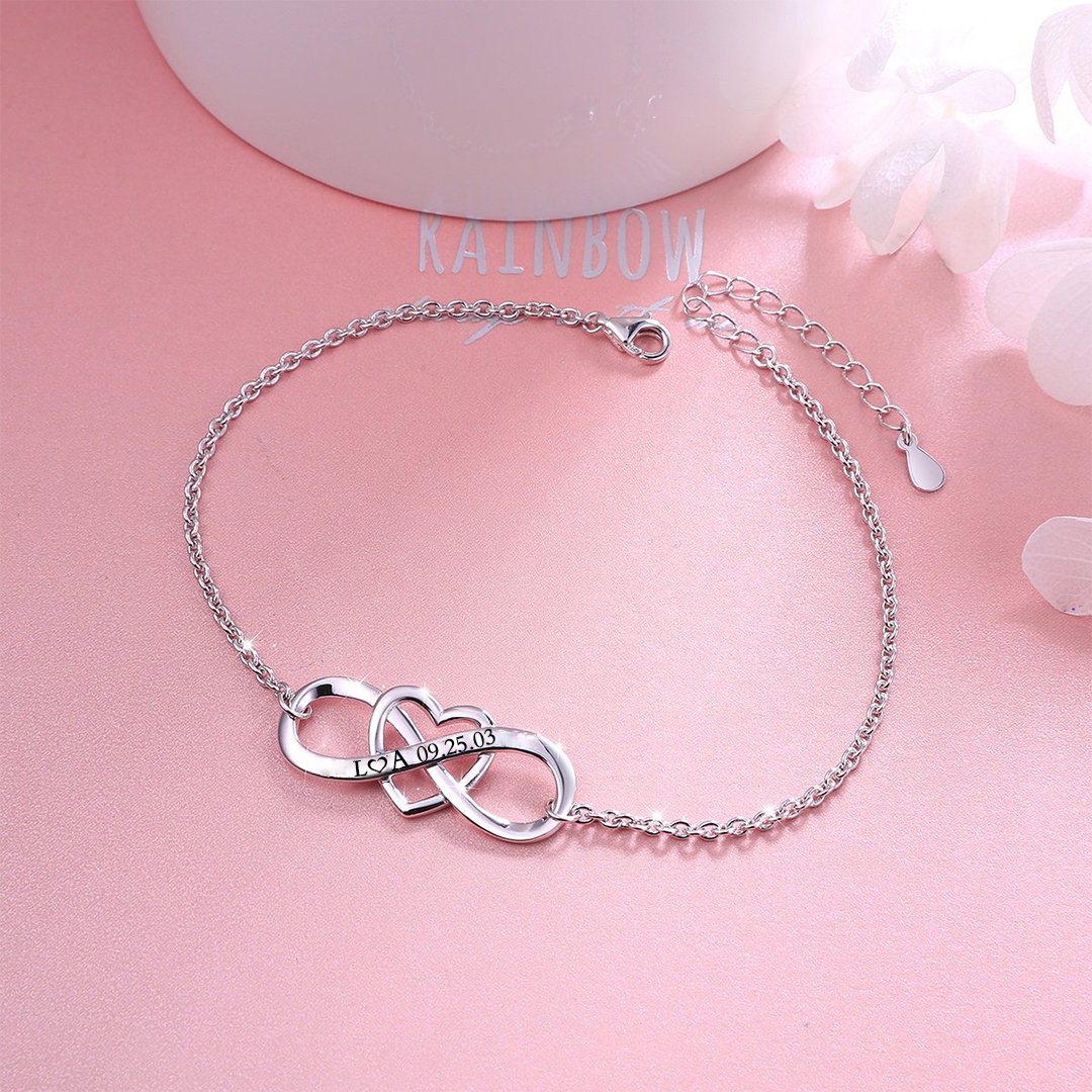 For Love - S925 Customized Infinite Love Bracelet With Initials And Date