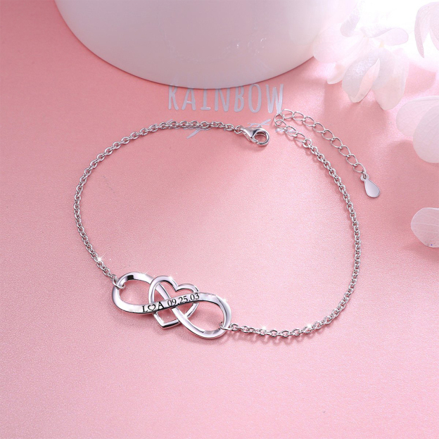 For Love - S925 Customized Infinite Love Bracelet With Initials And Date