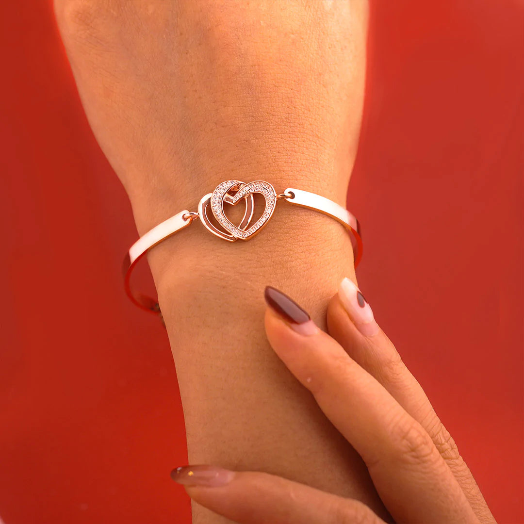 For Daughter - Mother & Daughter Forever linked Forever loved Double Heart Bracelet-37bracelet