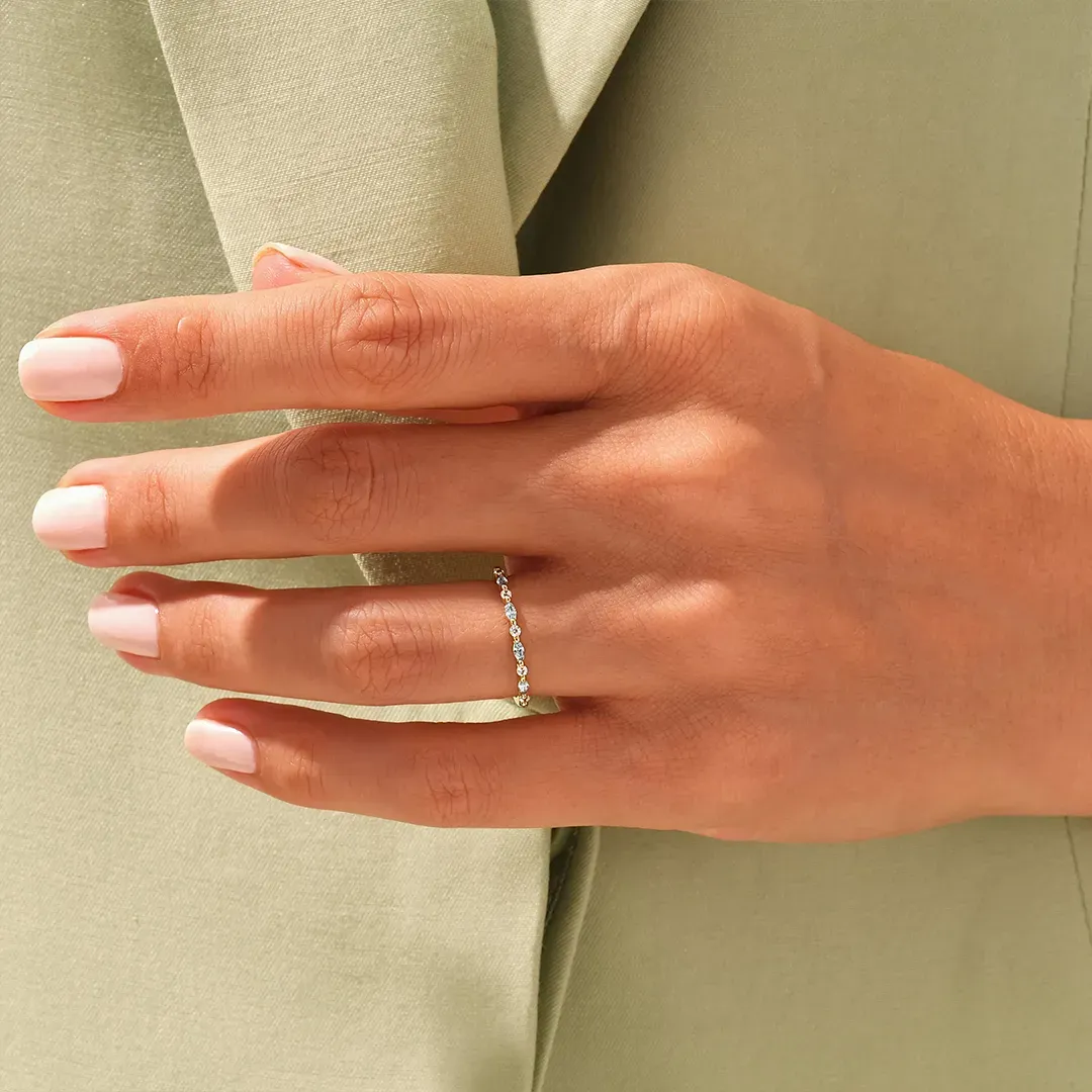 For Self-It's OK To Not Be OK Cyan Diamond Thin Ring