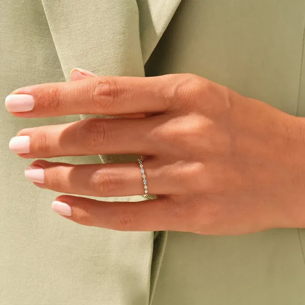 For Self-It's OK To Not Be OK Cyan Diamond Thin Ring