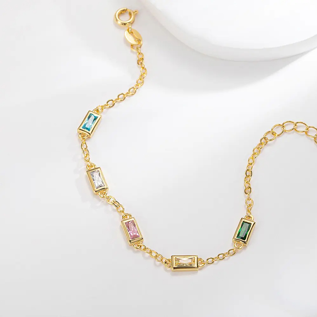 S925 Custom Long Birthstone Bracelet