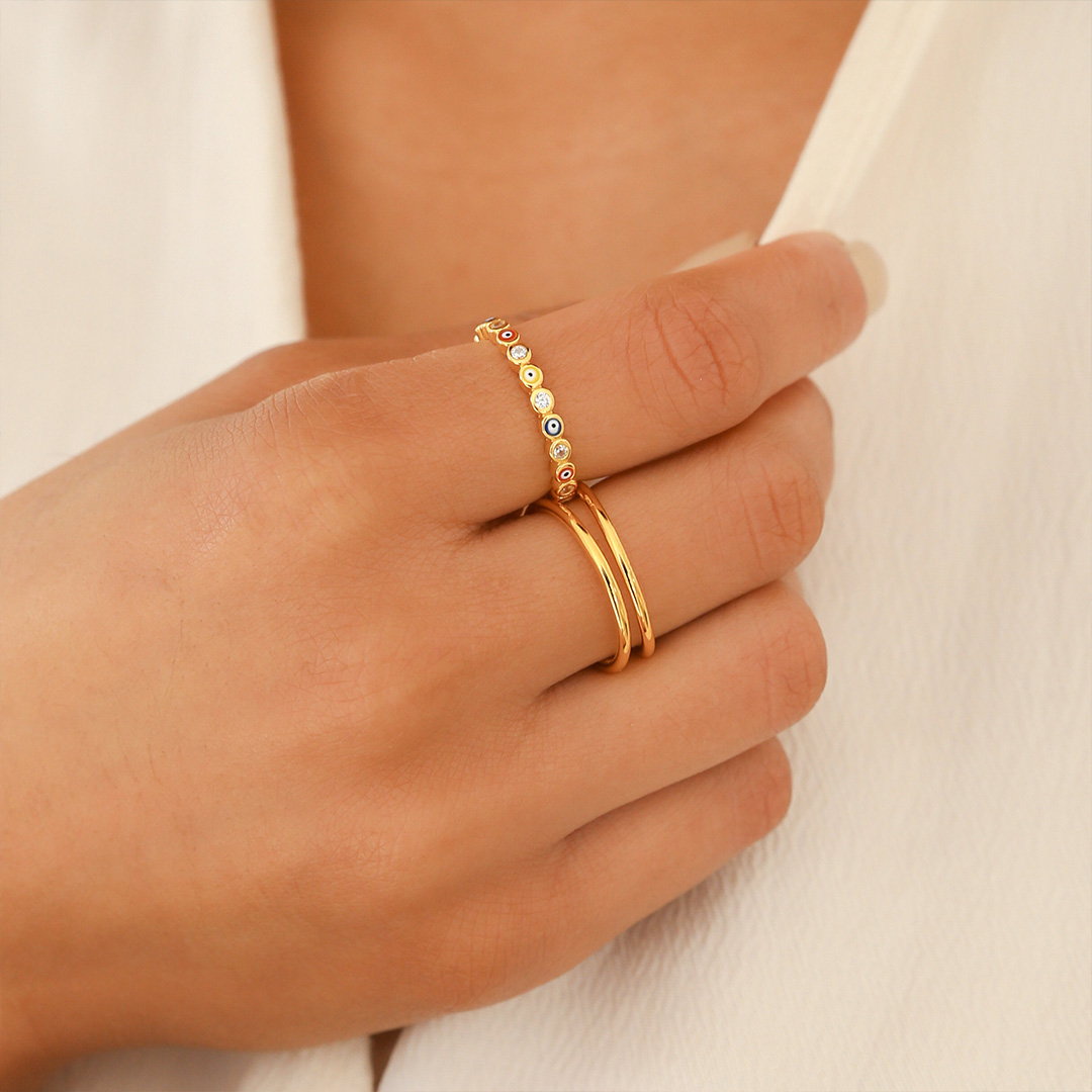 May You Always Be Protected Evil Eye  Ring