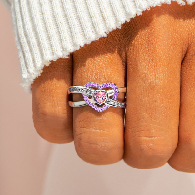 S925 Aunt & Niece Forever Linked Together Custom Birthstone Infinite Love Diamond Ring