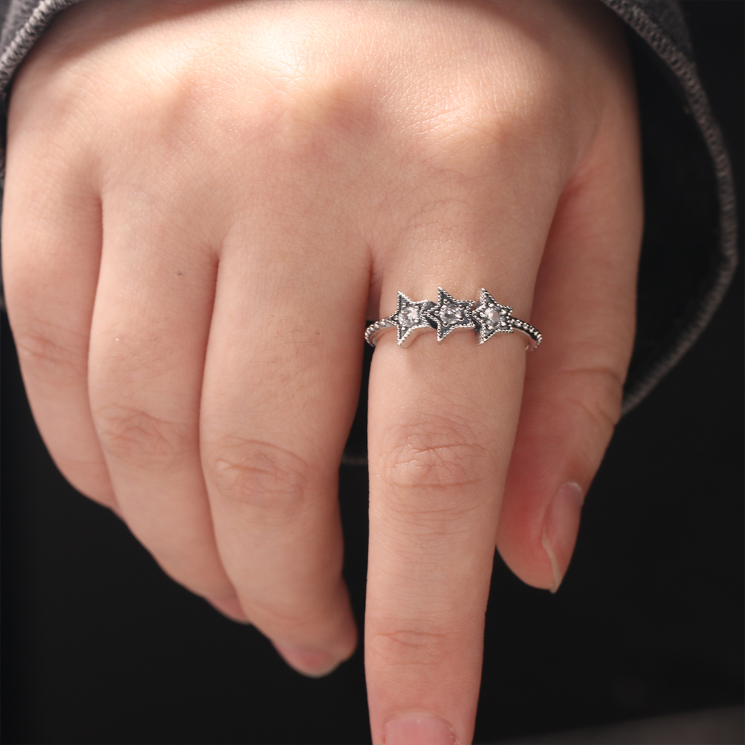 S925 My daughter Who Shines Like A Star Three Stars Ring