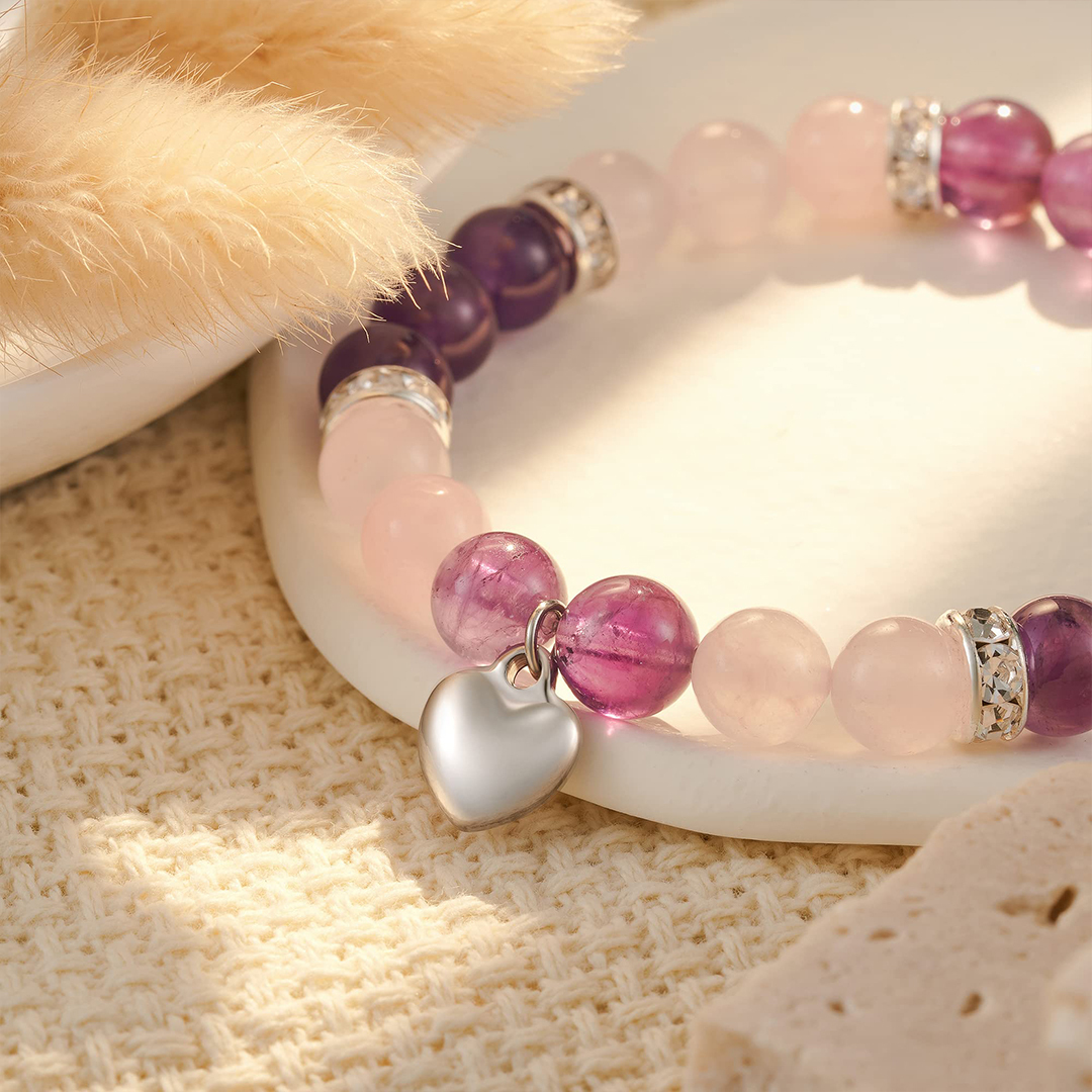 For Daughter - Never Forget How Much I Love You Heart Bead Bracelet