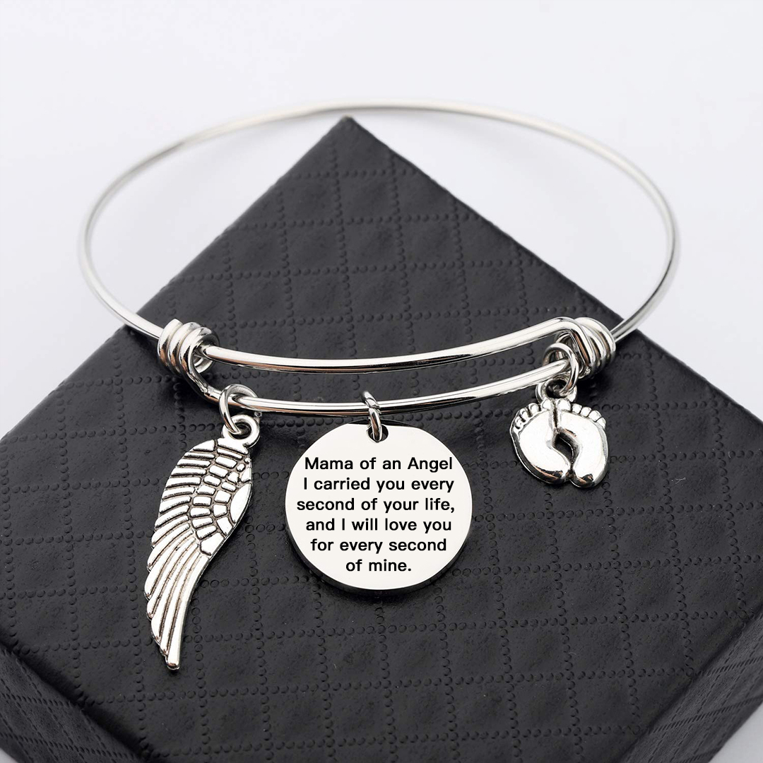 For Memorial - I Will Love You For Every Second Of Mine Footprint Wing Bracelet