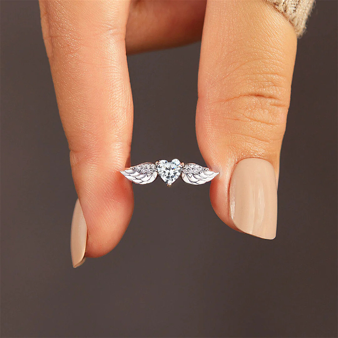 For Memorial - Until We Meet Again Love Heart Wing Ring