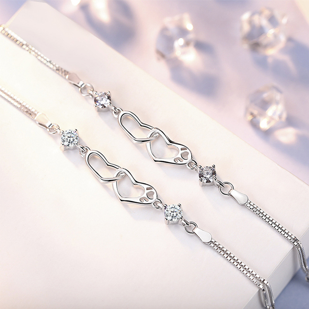 S925 Forever Linked Together Double Diamond Bracelet