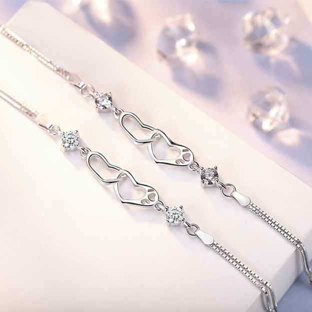 S925 Forever Linked Together Double Diamond Bracelet