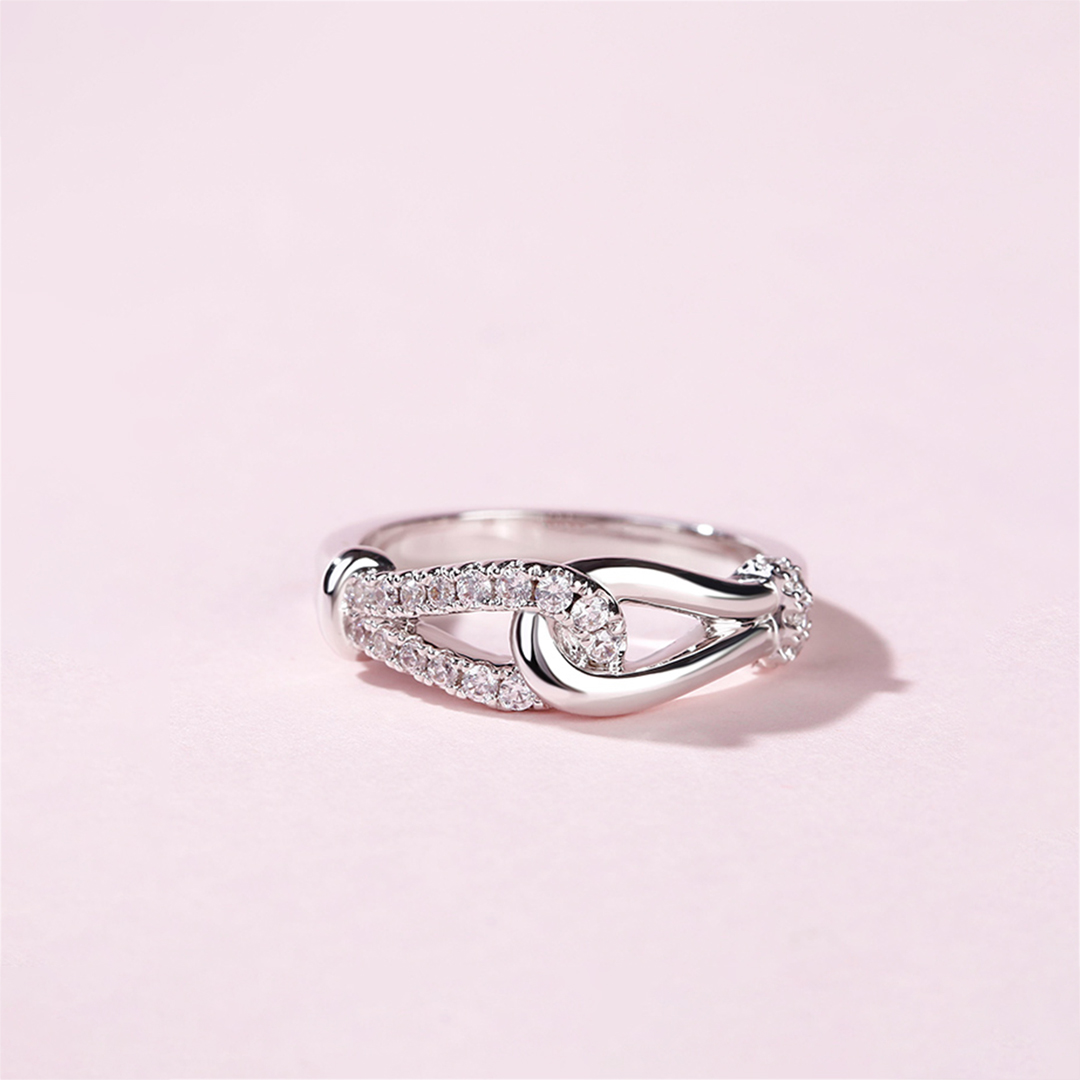 S925 Mother & Daughter  Forever Linked Together Diamond Knot Ring