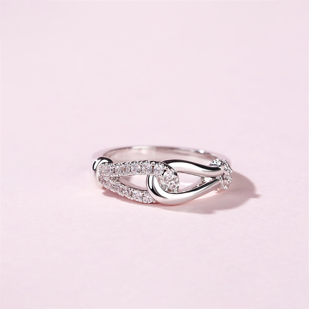 S925 Aunt And Niece Forever Connected Diamond Knot Ring