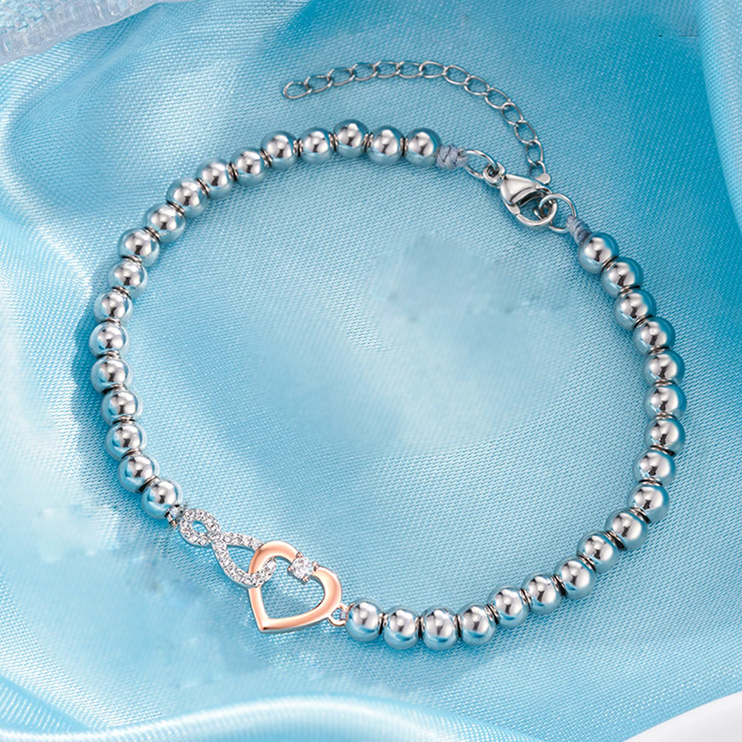 For Daughter - Mother and Daughter Forever Linked Together Infinite Love Beaded Bracelet