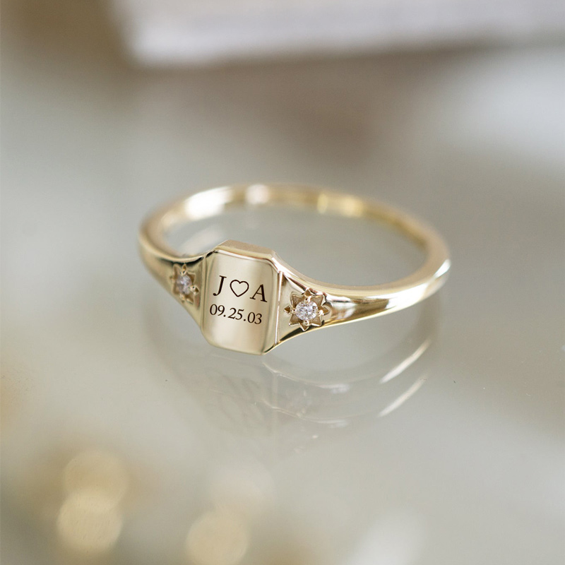 For Love - S925 Initial Date Custom Ring