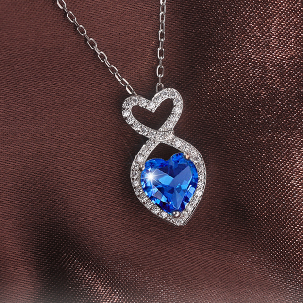 For Bonus Daughter - I'm So Proud Of You Blue Heart Crystal Necklace