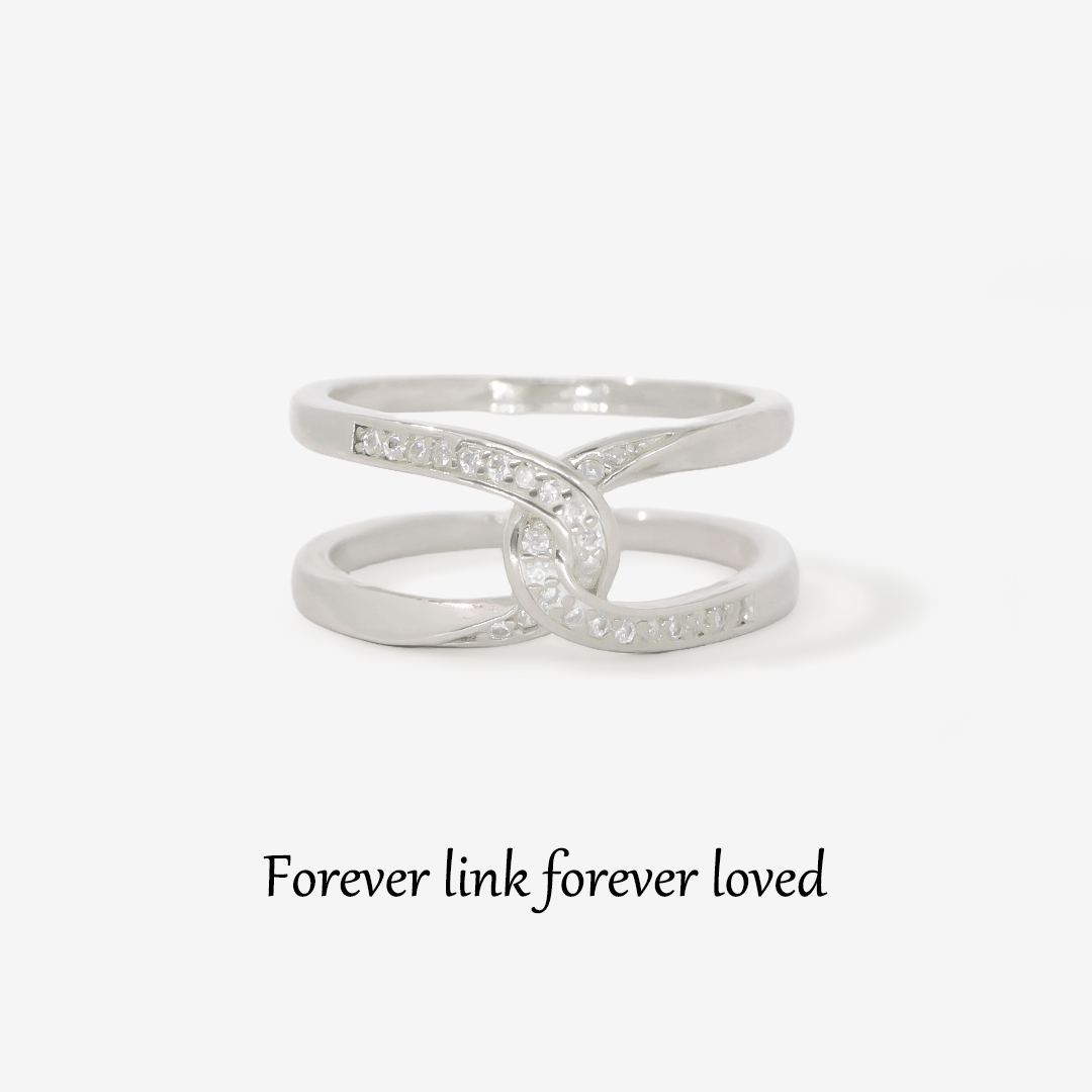 For Daughter - S925 Mother & Daughter Forever Linked Forever loved Cross Ring