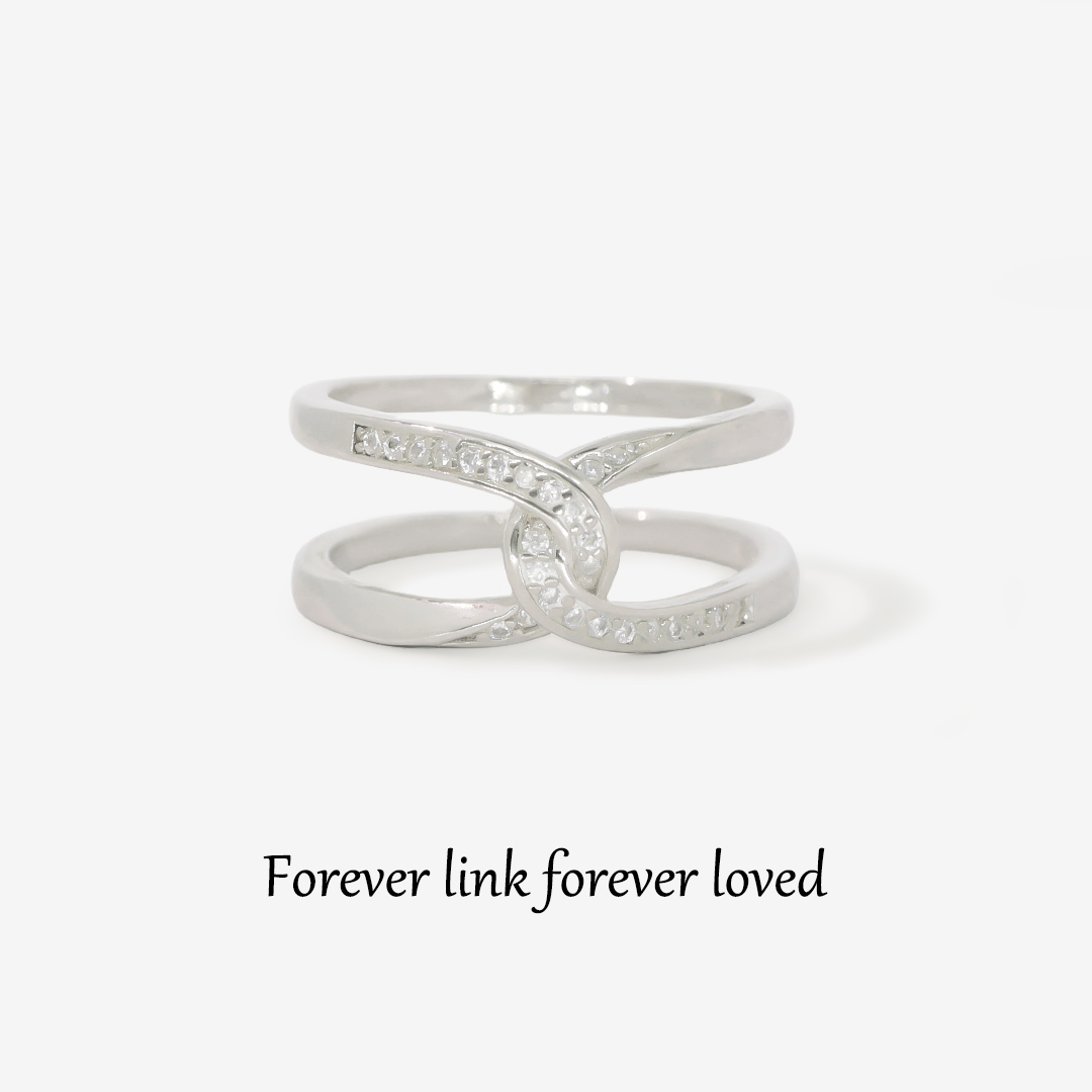For Daughter - S925 Mother & Daughter Forever Linked Forever loved Cross Ring