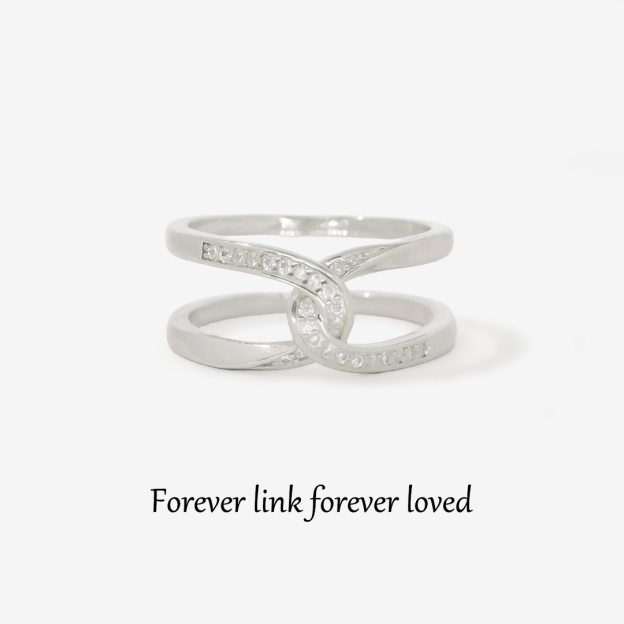For Daughter - S925 Mother & Daughter Forever Linked Forever loved Cross Ring