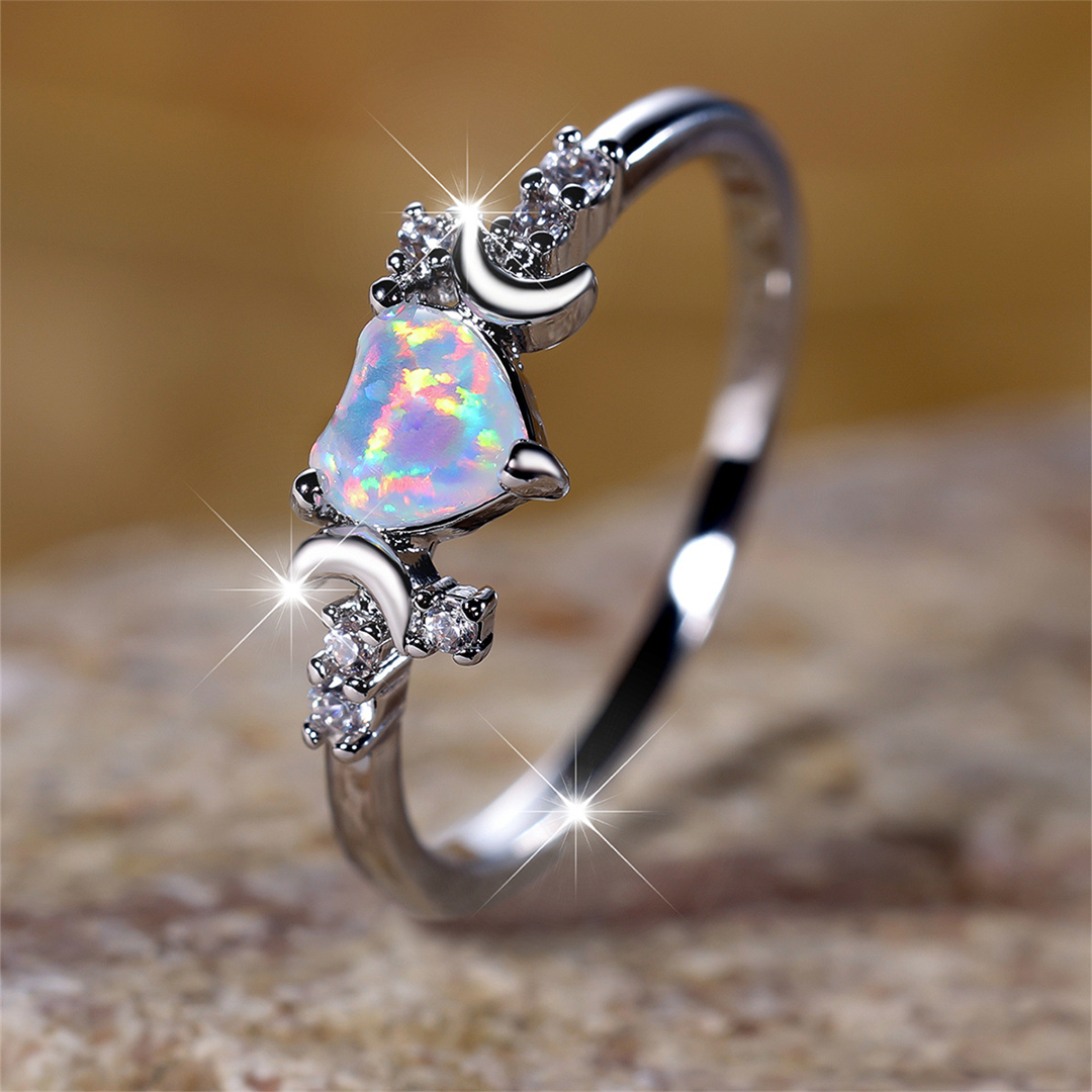 For Self - Remember To Love Yourself Unconditionally Love Heart Opal Ring